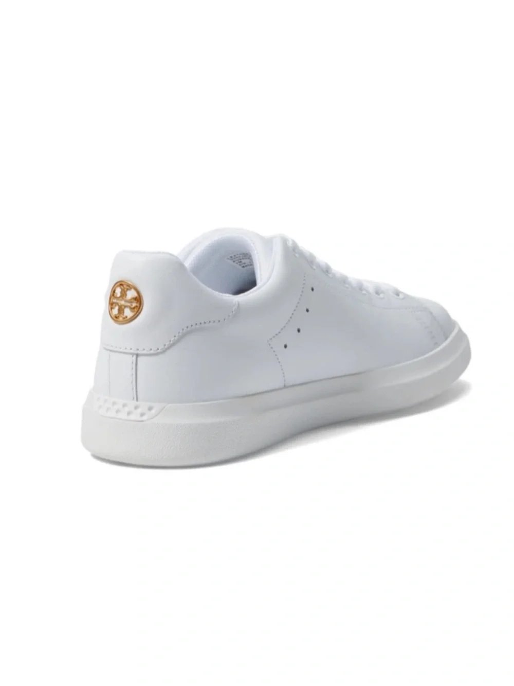 Tory Burch White Leather Low-Top Sneaker with Gold Emblem